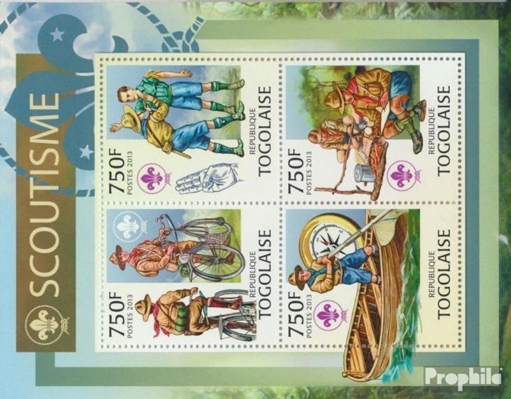 Briefmarken Togo 2013 Mi 5001-5004 Kleinbogen (kompl. Ausgabe) postfrisch Scouting