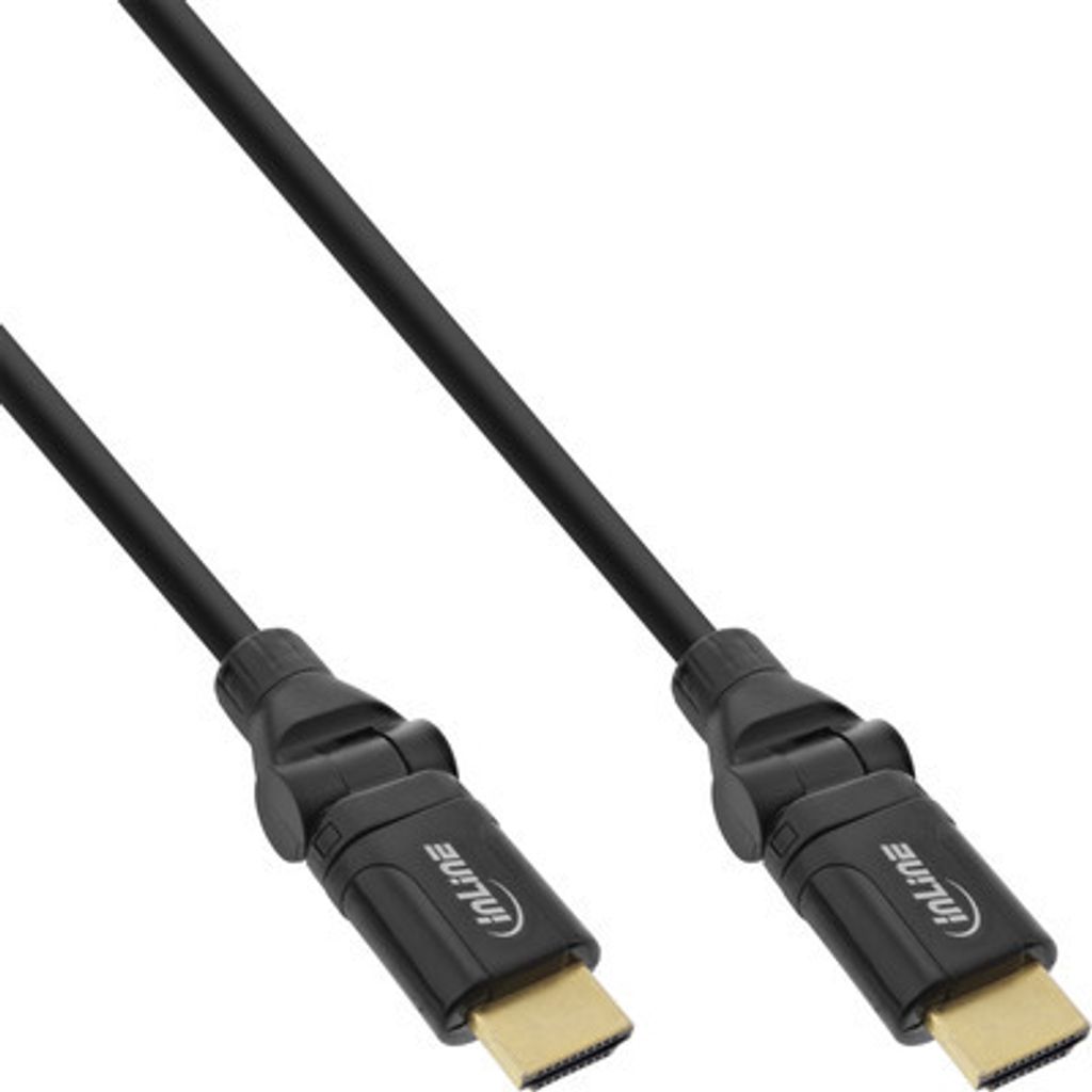 InLine HDMI-HS Kabel m. Eth., ST/ST, verg. Kon., schwarz, flex. Winkelst., 1,5m