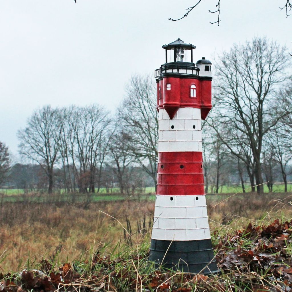 XXL Solar Leuchtturm mit LED 108 cm Beleuchtung Roter Sand Gartendeko Turm 