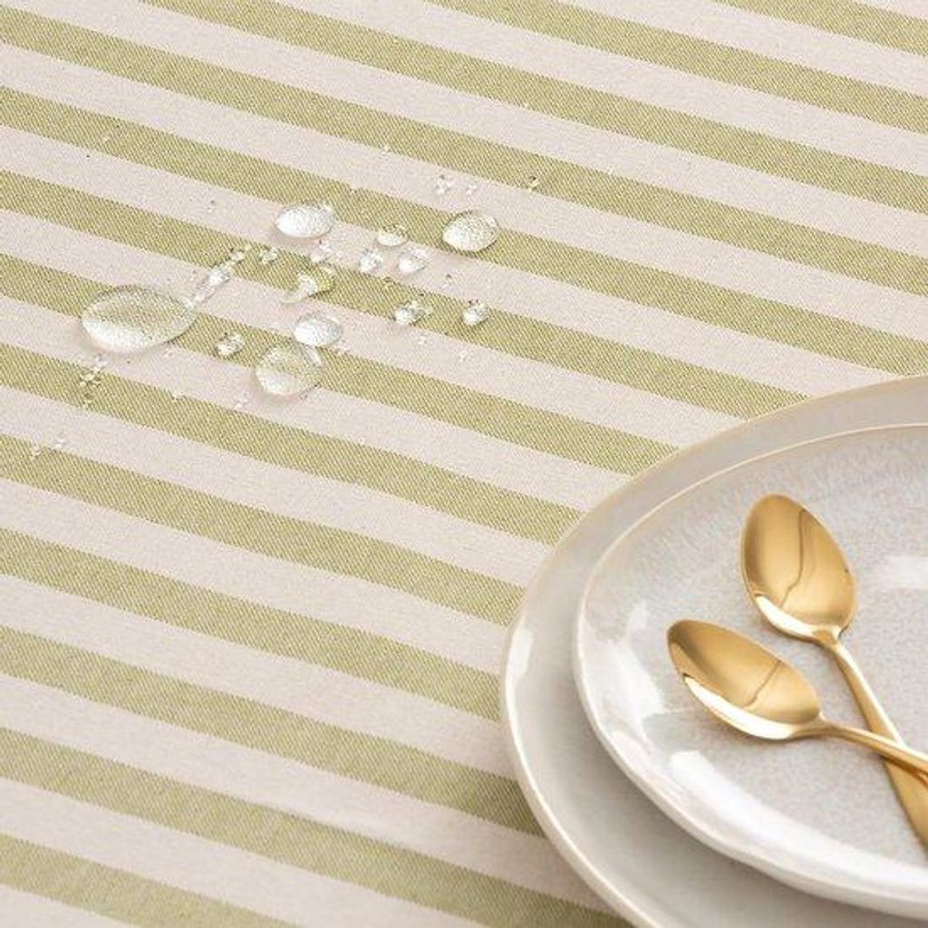 Rechteckige Streifen Tischdecke Grün Wasserdicht 100% Baumwolle Waschbar 140x180cm