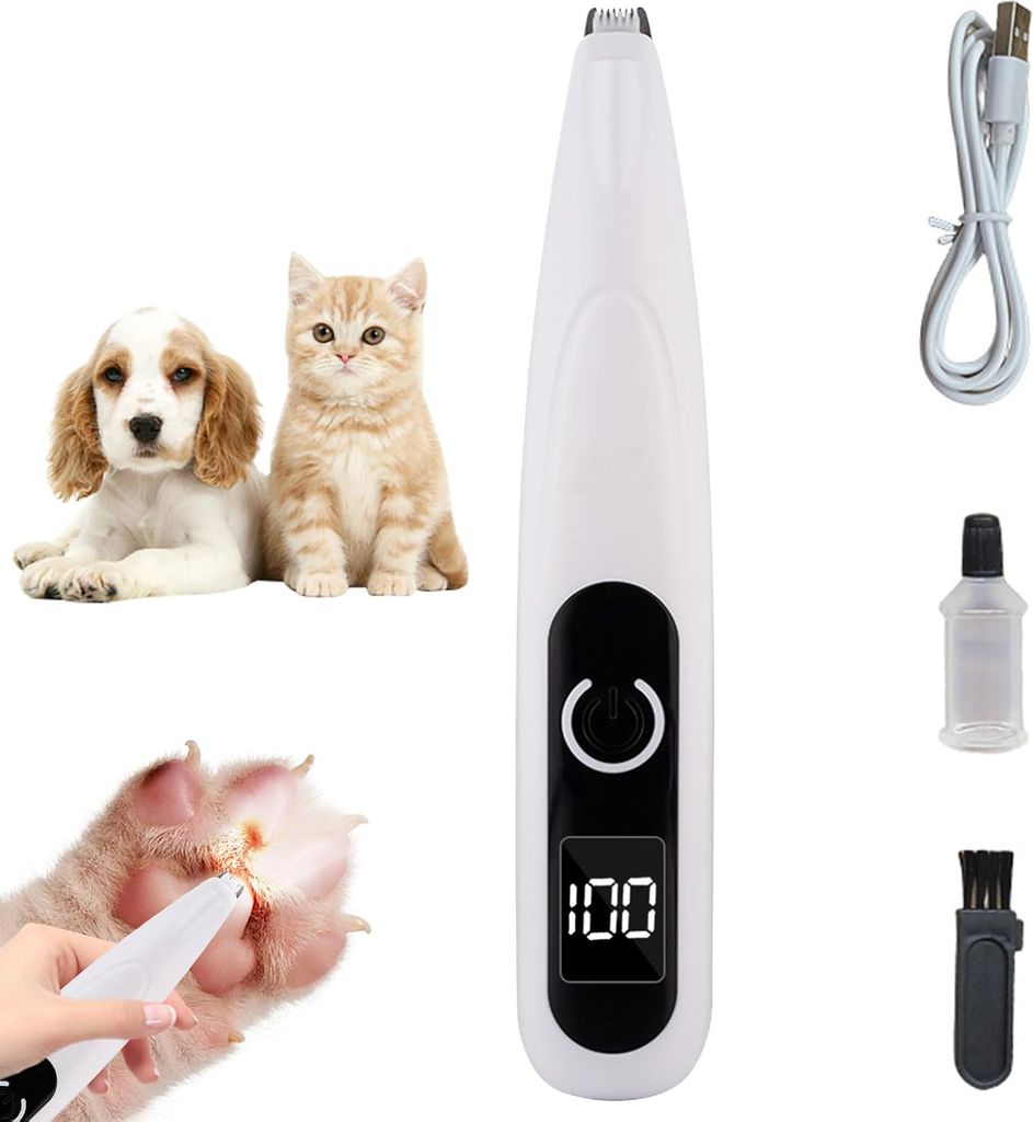 MODFU Pfotentrimmer für Hunde, Extra Leise Hundeschermaschine, Hundepfoten Trimmer mit LED-Licht, Type-C Wiederaufladbar Schermaschine Hund, Paw T...