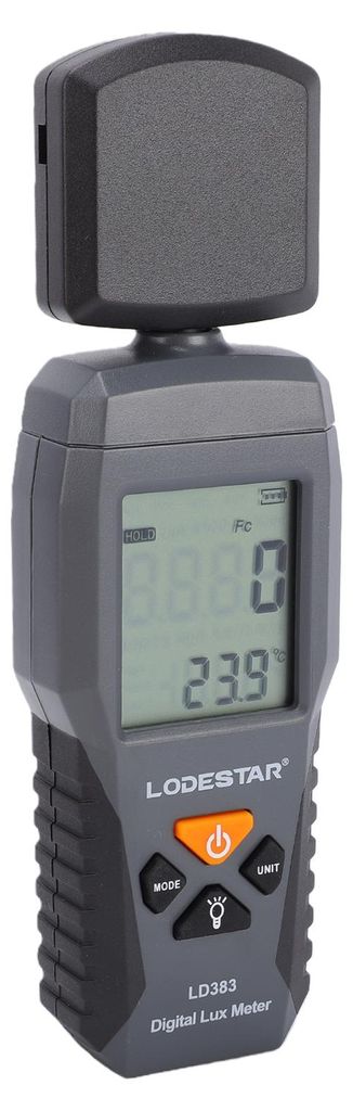 Lichtmessgerät, digitales Beleuchtungsstärkemessgerät (0–200.000 lx) mit um 180° drehbarem Sensor und hintergrundbeleuchtetem LCD-Display, tr...