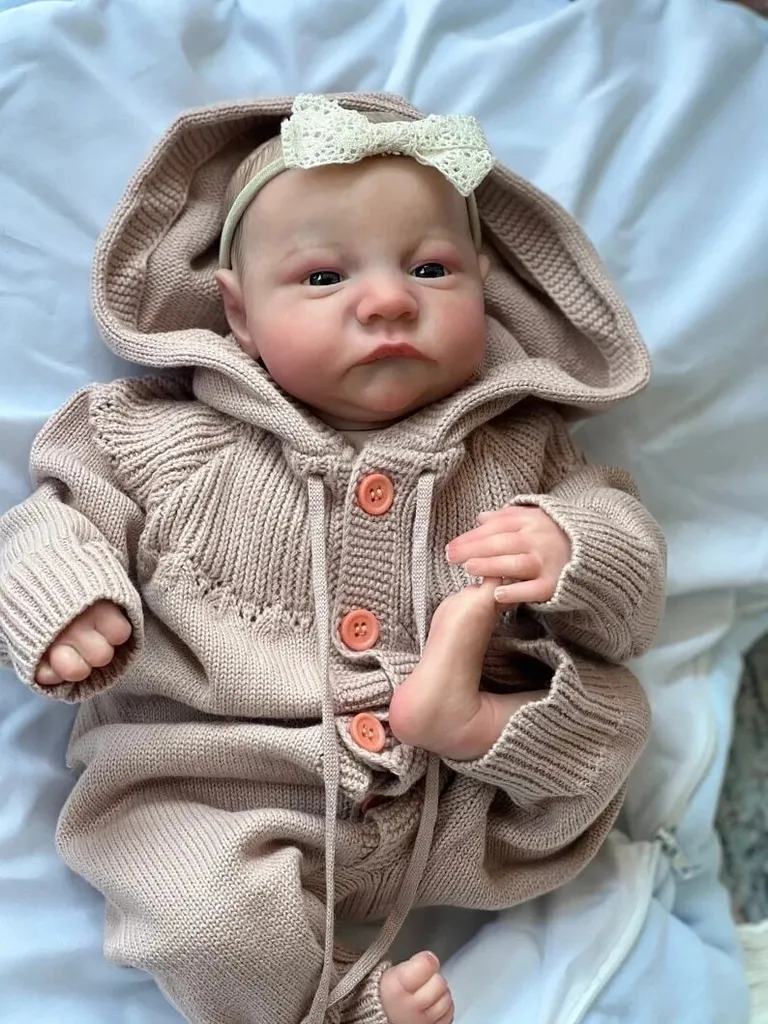 Poupée Reborn Finie 19 Pouces - Peau 3D Réaliste, Yeux Fermés