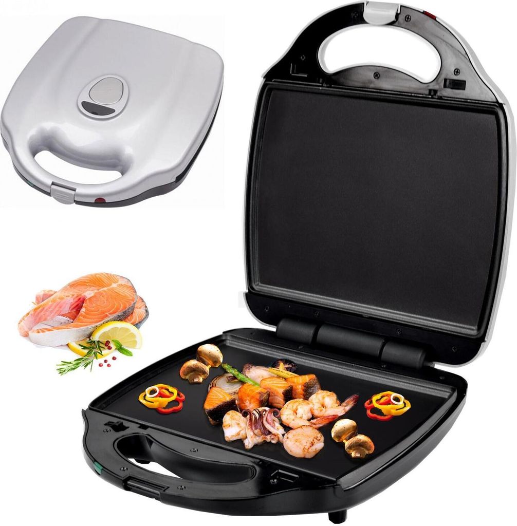 Syntrox Germany Teppanyaki Grill XXL 1400W mit Wechselplatten Silber