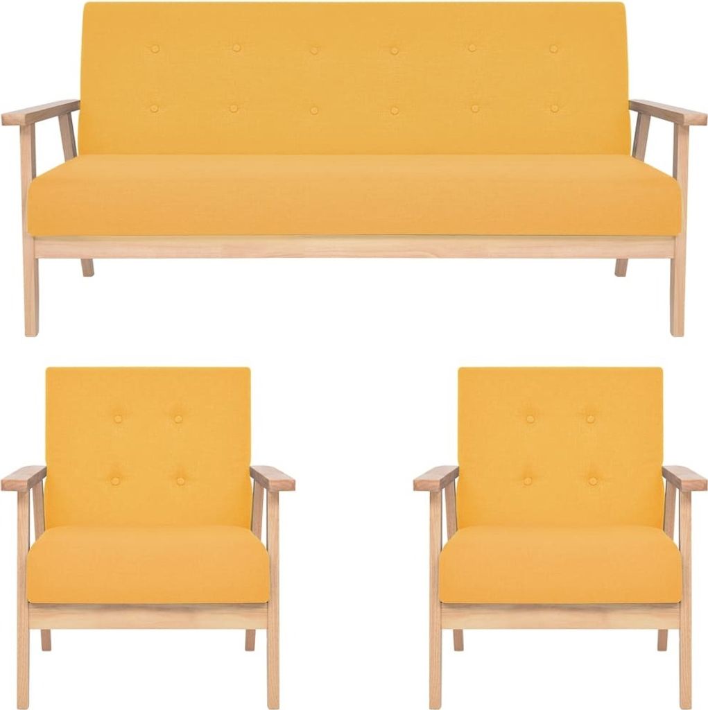 Maison Exclusive - 3-tlg. Sofagarnitur Stoff Gelb