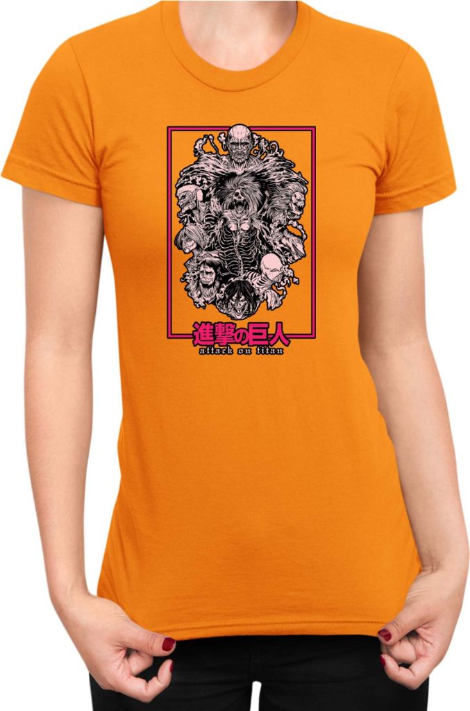 Damen T-Shirt Japan Anime Manga Attack Anime On Titan Titans 01 Allmighty Titans, Lady M / Orange