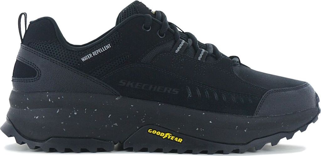 A black Skechers Bionic Trail shoe is shown from the side against a white background.