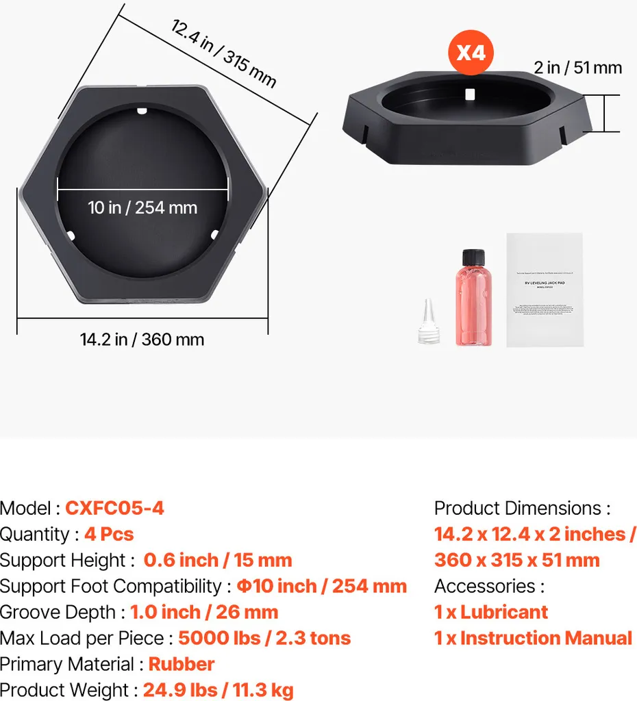 Set 4 Pad SucceBuy 5000 lbs - Sicurezza e Silenzio nel tuo Camper - 7