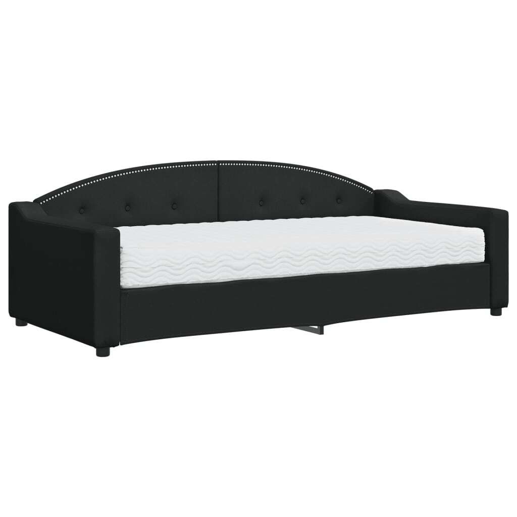 vidaXL Dagbed met matras, zwart, 90x200 cm, stof Productafbeelding 