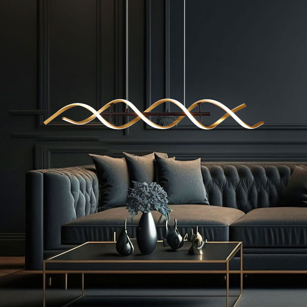 Trio Leuchten - Design Hängelampe I Pendellampe I Pendelleuchte Gold I Messing inkl. LED 3-stufig dimmbar in Kelvin - HenkI 2-flammig Dimmer I Dim...