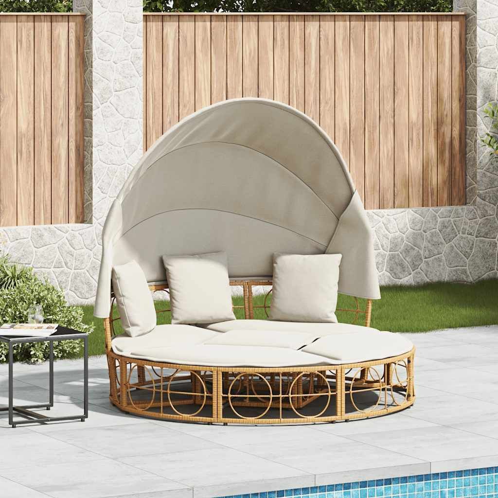 "im Angebot" Outdoor-Loungebett 2-Personen - Parkbank - mit Dach und Kissen Poly Rattan - Gartenliegen CC18689