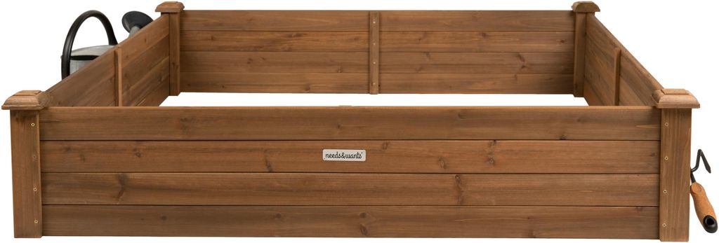 needs&wants Große Hochbeet-Umrandung Beeteinfassung aus Holz, Pflanzbeet Bausatz XL quadratisch Garten Terrasse, Blumenbeet Kräuterbeet Beetumran...