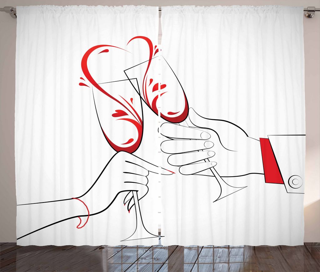 ABAKUHAUS Engagement Rustikaler Vorhang, Klirrende Flute Glass, Wohnzimmer Universalband Gardinen mit Schlaufen und Haken, 280 x 175 cm, Scarlet un...