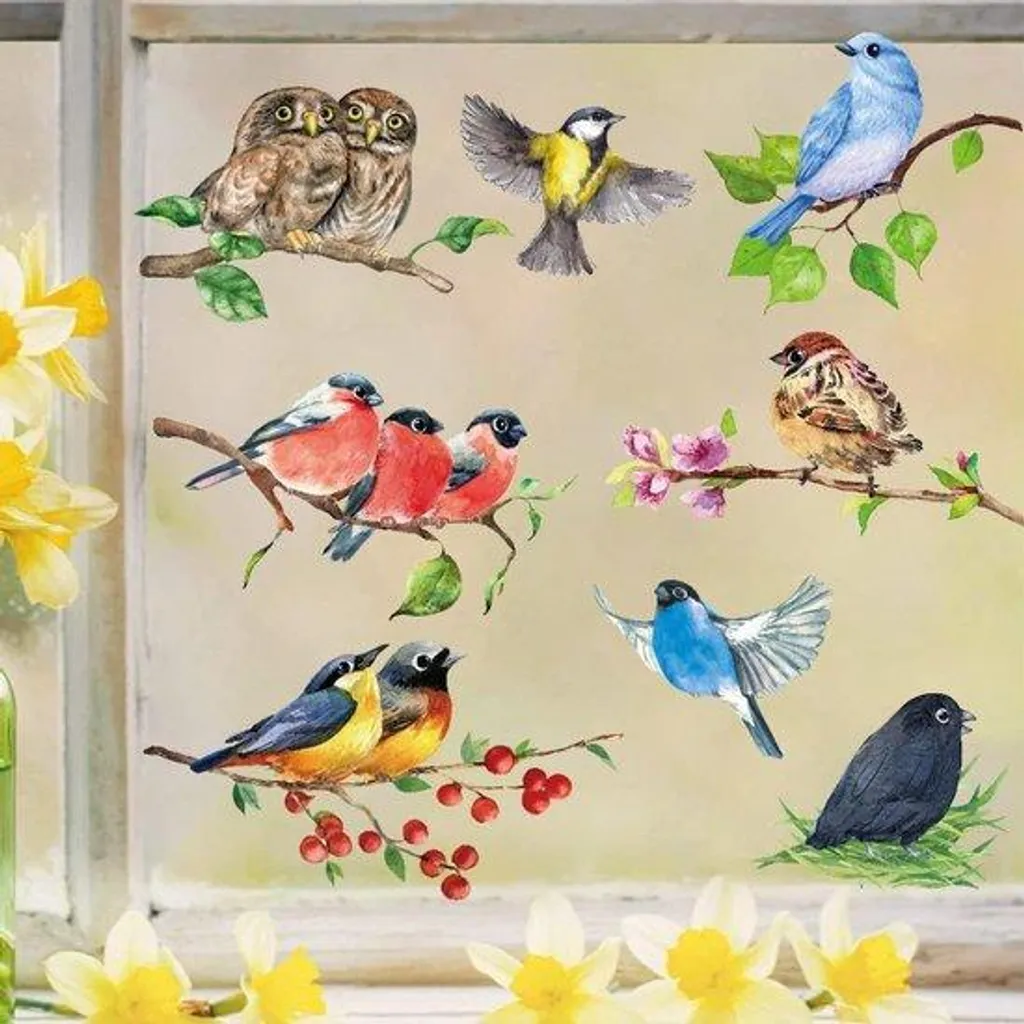Stickers muraux oiseaux déco chambre bébé - Lot de motifs hirondelles