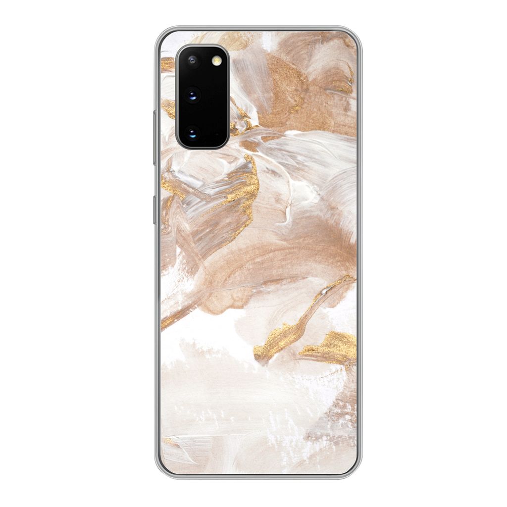 MuchoWow Handyhülle Schutzhülle Hülle für Samsung Galaxy S20 Wasserfarbe - Gold - Braun Silikon Softcase Handy Hülle - Bild