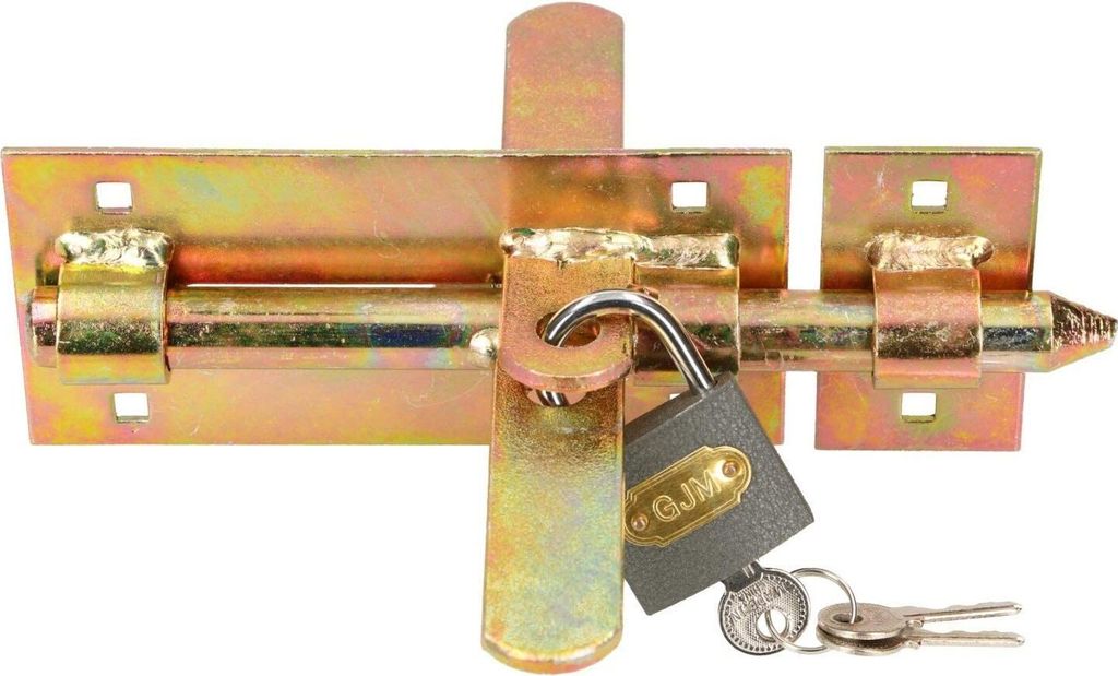 KOTARBAU Bolzenriegel Riegel 150 mm mit Vorhängeschloss Beidseitig Schlossriegel Torriegel Schubriegel Türriegel Torschieber Türschlossriegel ...