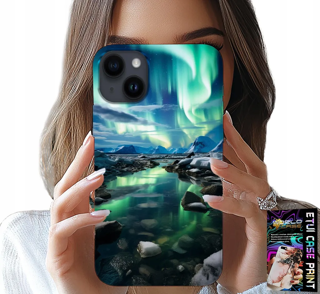Custodia Per Iphone 14 - Alaska Aurora Boreale + Vetro
