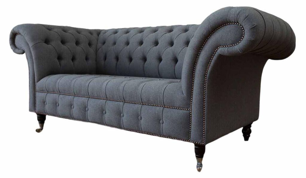 Englische Chesterfield Büro Sitzmöbel Einrichtung Sofa Couch 2 Sitz Textil