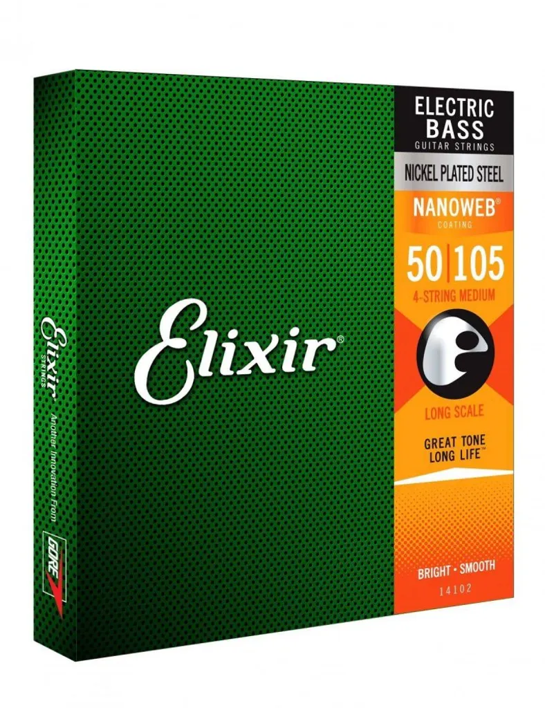 Cordes pour Guitare Basse Elixir 14102 Heavy 50-105 Long Scale Nanoweb