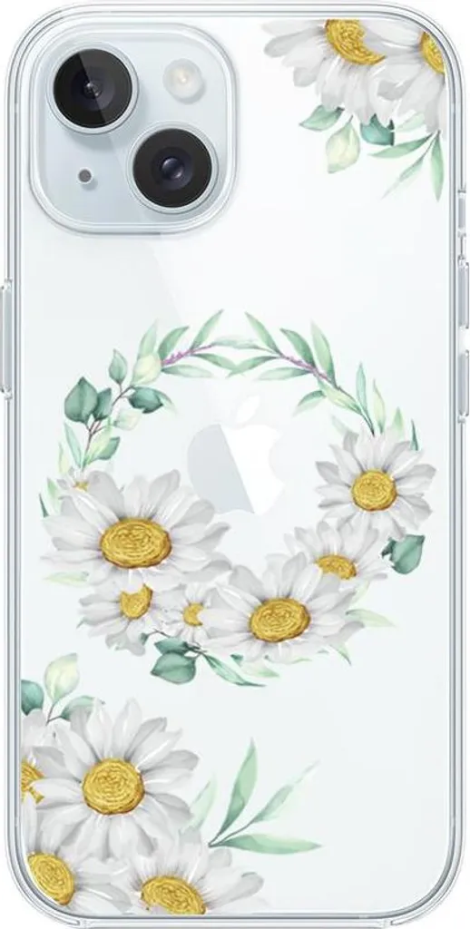 Custodia Protettiva iPhone 15 Plus - TPU Margherite Trasparente