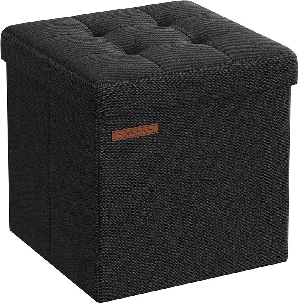 Banc d'entrée noir avec rangement intégré de 30 cm de large, modèle LUNA