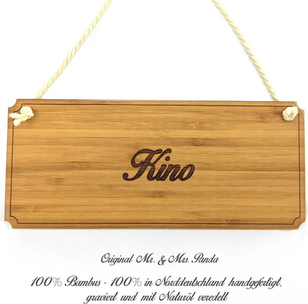 Mr. & Mrs. Panda Wegweiser Kino - Geschenk, Shabby, Firmenschild, Geschenkidee, Infotafel, Türschild Holz, Graviert, Praxisschild, Schild, Werbesc...