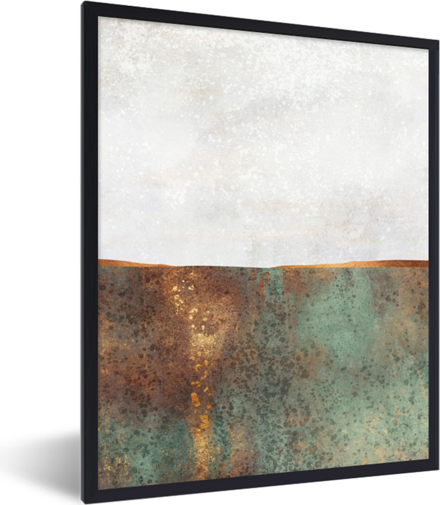 MuchoWow Gerahmtes Poster Abstrakt - Luxus - Gold 60x80 cm - Poster mit Schwarzem Bilderrahmen Wandposter Rahmen Foto Bilder - Premium - Wanddeko...