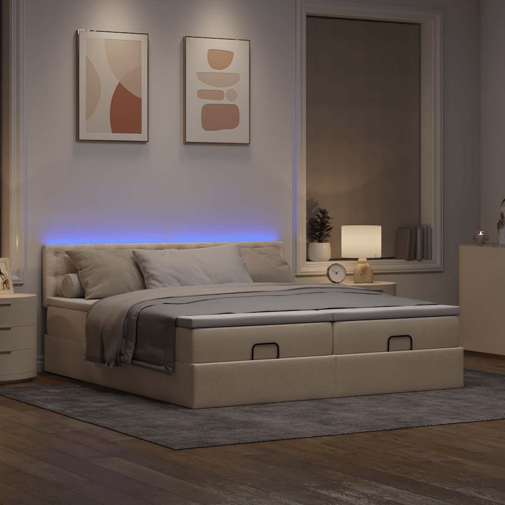 Möbel Ottoman-Bett mit Matratzen Creme 180x200 cm Stoff - Klassische Betten 3312890