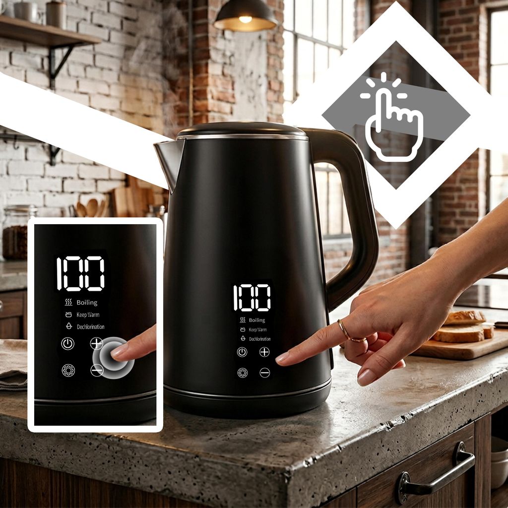 Wasserkocher 1,6L mit Temperaturregelung, Edelstahl, 1500W
