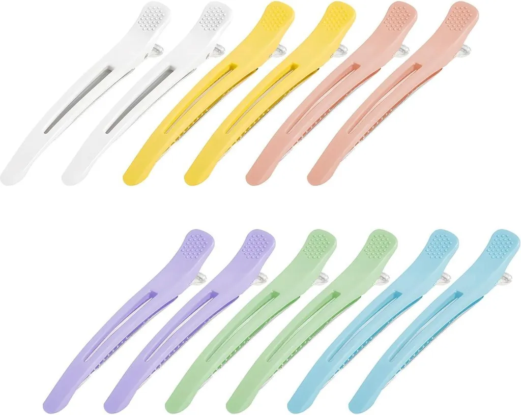 Pinces à cheveux professionnelles avec bande silicone anti-glisse x12