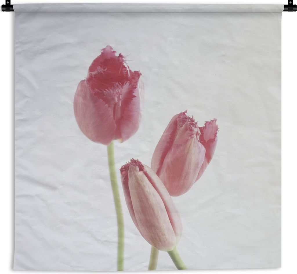 MuchoWow Wandteppich Wandbehang Drei rosa Tulpen 90x90 cm Tapisserie Dekoration Wandtuch - Wandaufhänger