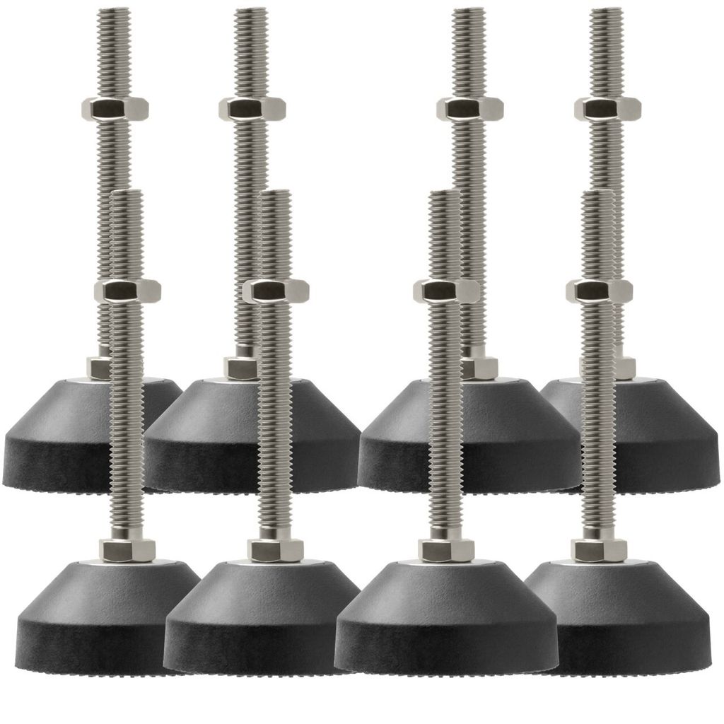 Maschinenfuß/Stellfuß/Nivellierfuß/Gelenkfuß, höhenverstellbarer Tellerfuß Ø 50mm für Konstruktionsprofile, Maschinen, Möbel (8, M8 x 80mm)