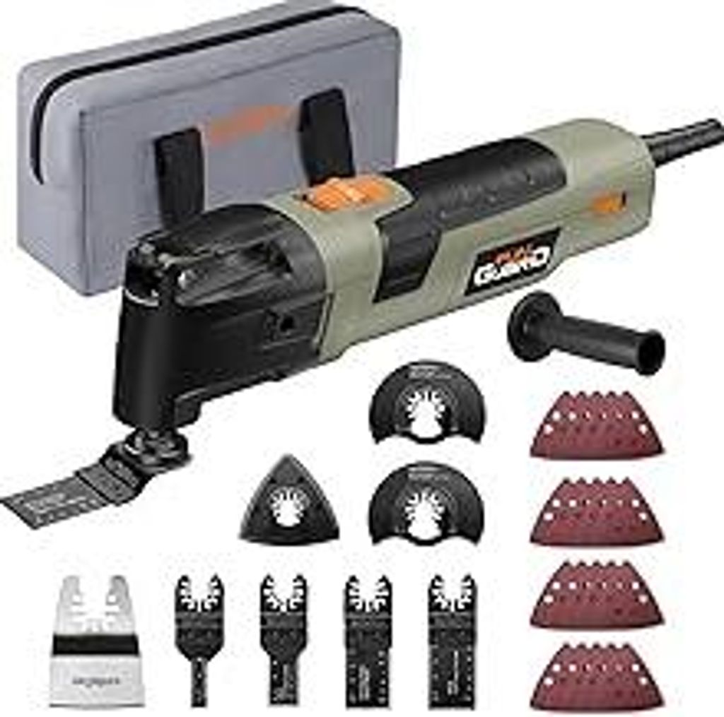 Oszillationswerkzeug 300W Multifunktionswerkzeug mit 30 Zubehör, 6 Variable Geschwindigkeit 15000-22000RPM, Zusatzgriff, 3.5° Oszillationswinkel,...