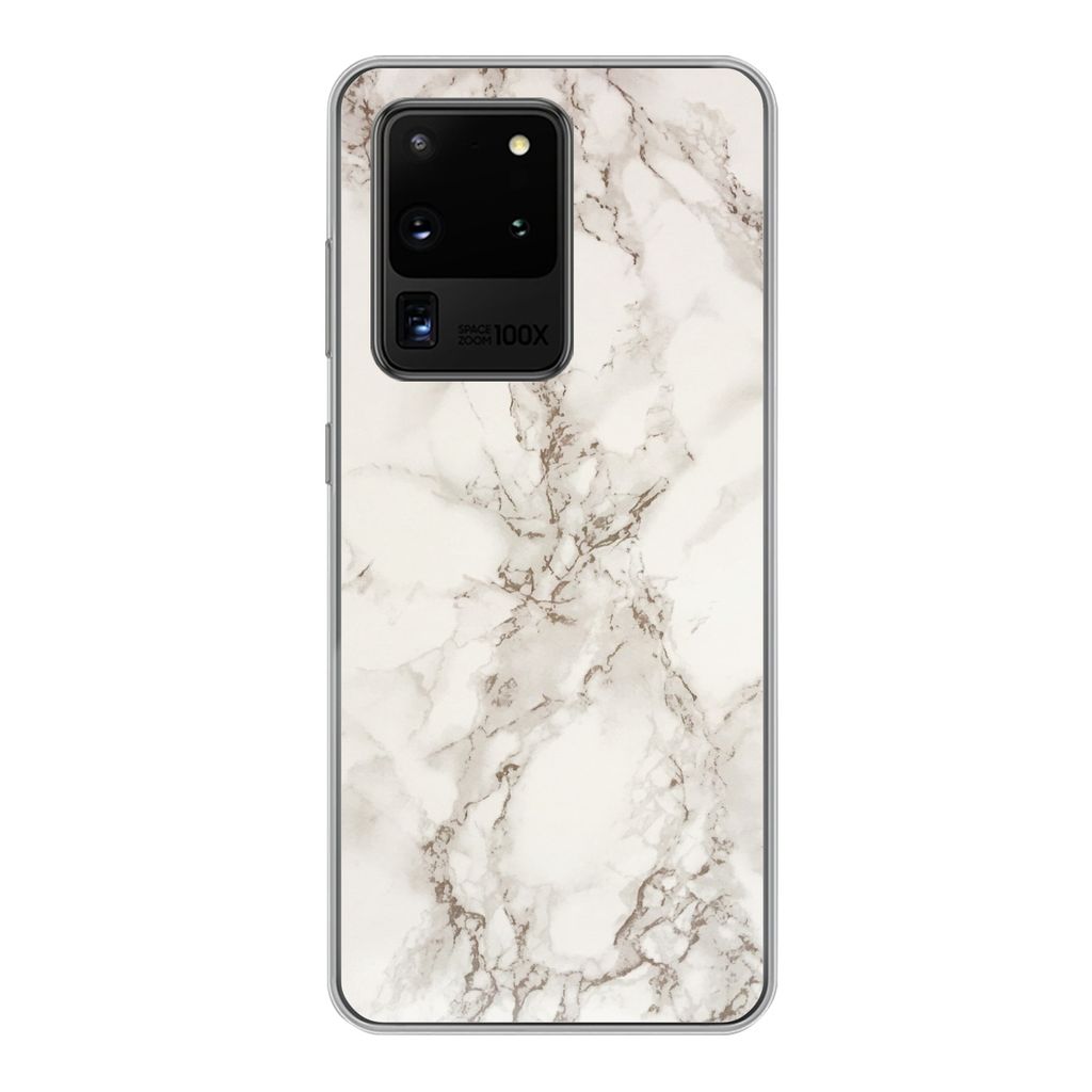 MuchoWow Handyhülle Schutzhülle Hülle für Samsung Galaxy S20 Ultra Marmor - Grau - Weiß Silikon Softcase Handy Hülle - Karteninhaber