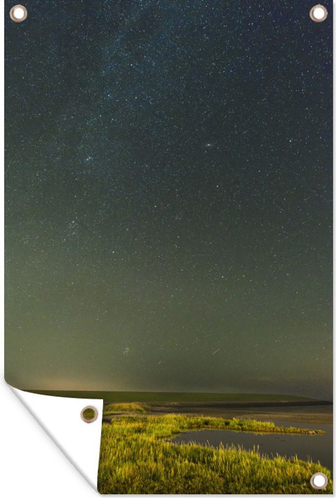 MuchoWow 60x90 cm Outdoor-Poster Gartendeko Sichtschutz Garten Poster für den Garten Amelands Natur und ein Sternenhimmel