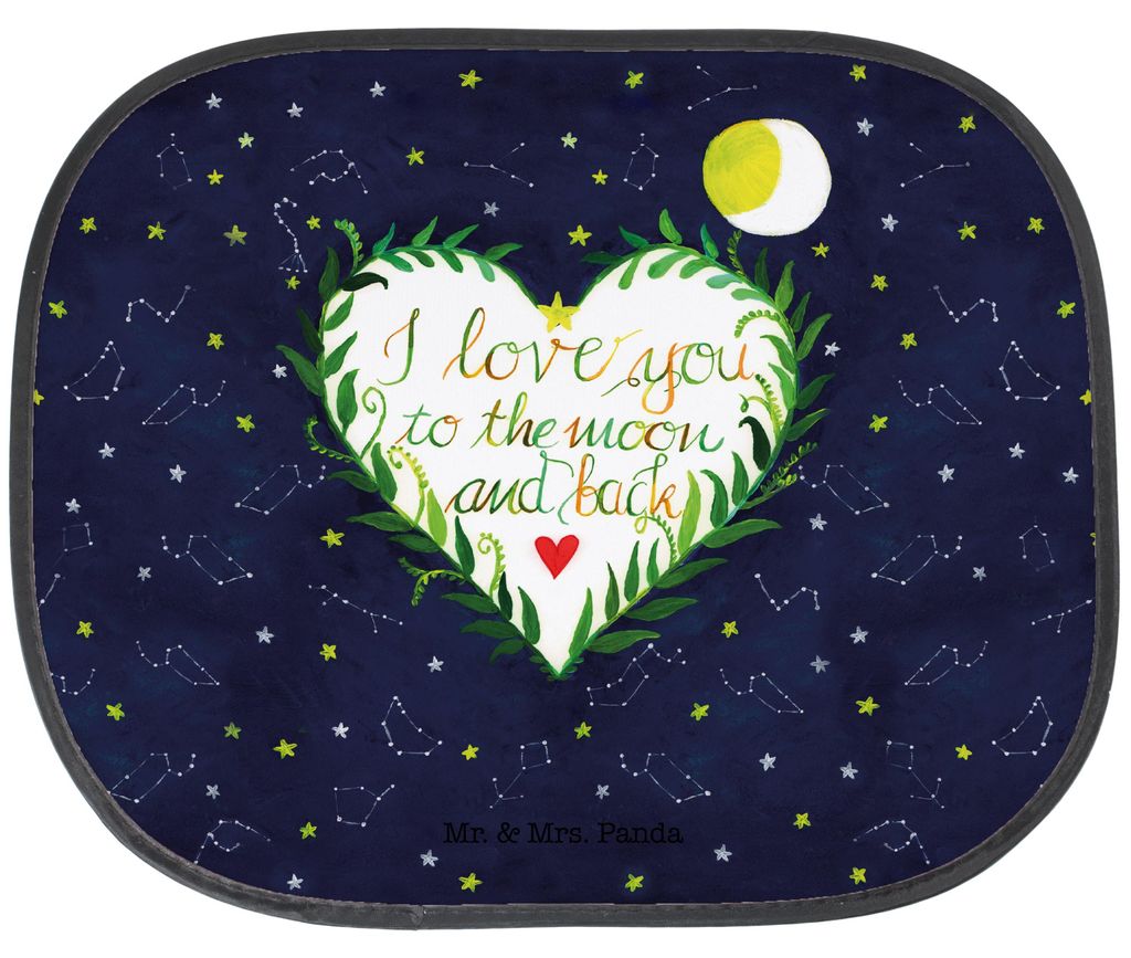 Mr. & Mrs. Panda Sonnenschutz Autoscheibe Love u to the moon & back - Geschenk, Sonnenblende Auto, Fürs, Spruch Englisch, Mond, And, Jahrestag, f...