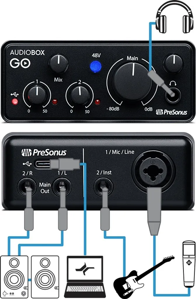 PreSonus Audiobox GO Interface Audio USB 24 bits 96 kHz Ultra Compacte - 7