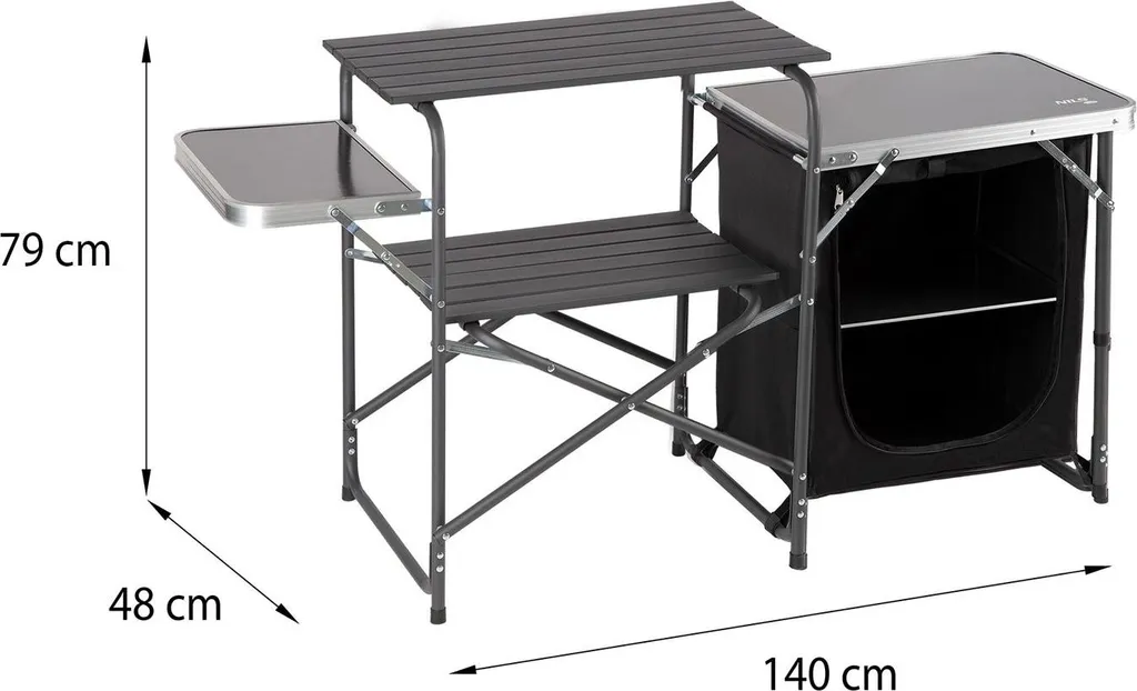 Armoire de camping pliable compacte - Unité de rangement grise 97cm - 8