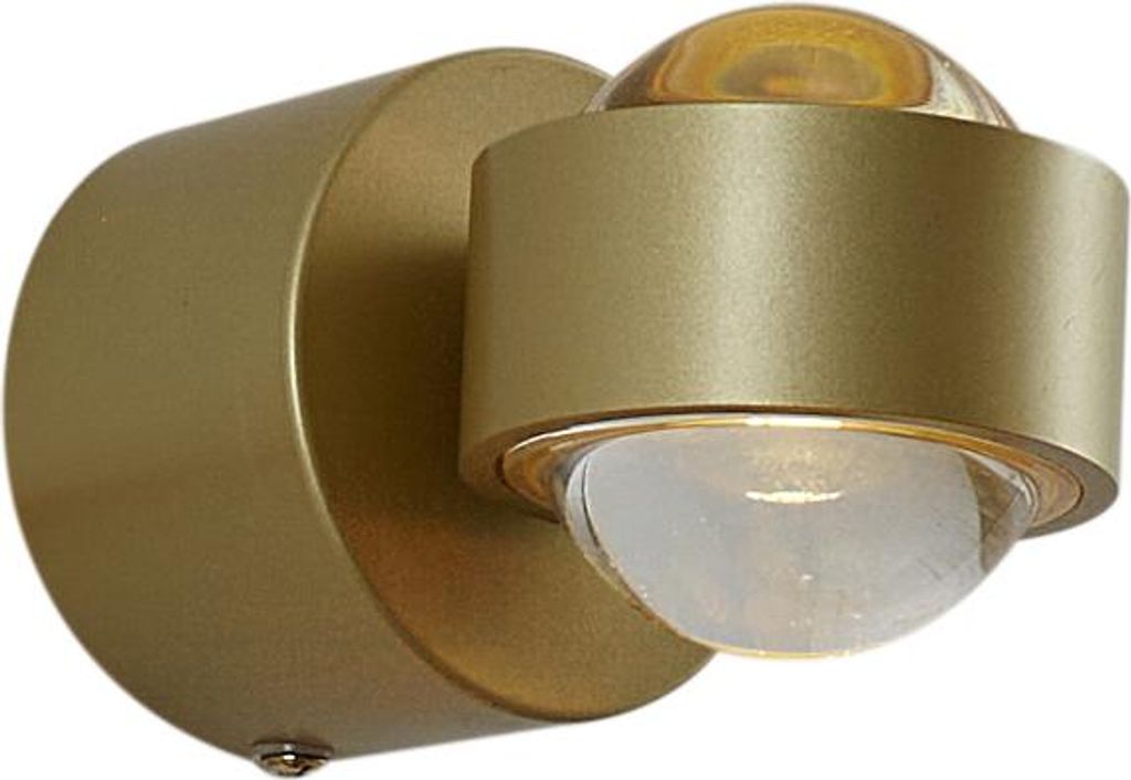 Qazqa led Design Wandleuchte, Wandlampe - Lens - Messing, Rund, inkl. 5.5W integrierter LED, 8cm, IP44, Ideal als Badezimmerlampe