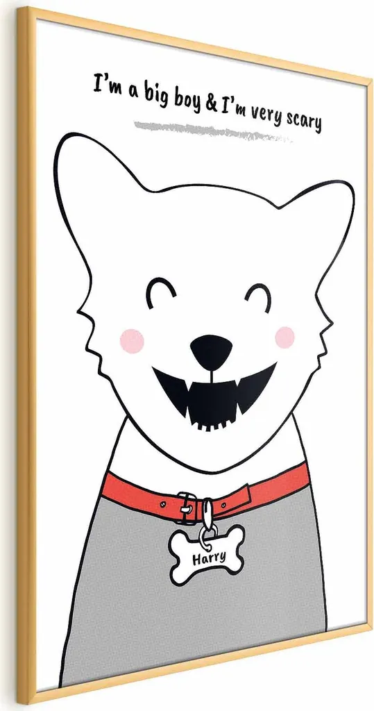 Quadro Harry il Cane 40x60 Cornice Oro Senza Bordi | Home Decor