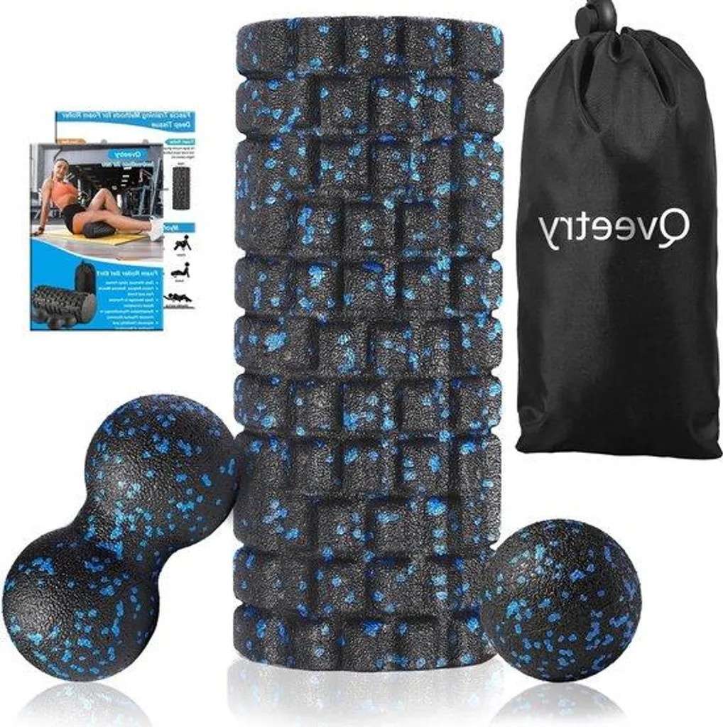 Kit rouleaux de fasciathérapie 4 en 1 massage profond Pilates et Yoga noir