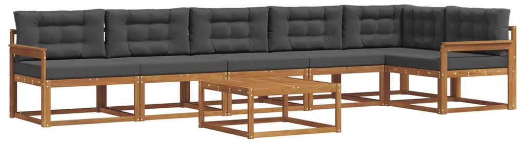 vidaXL Outdoor-Sofagarnitur mit Kissen 7 pcs Natur und Anthrazit