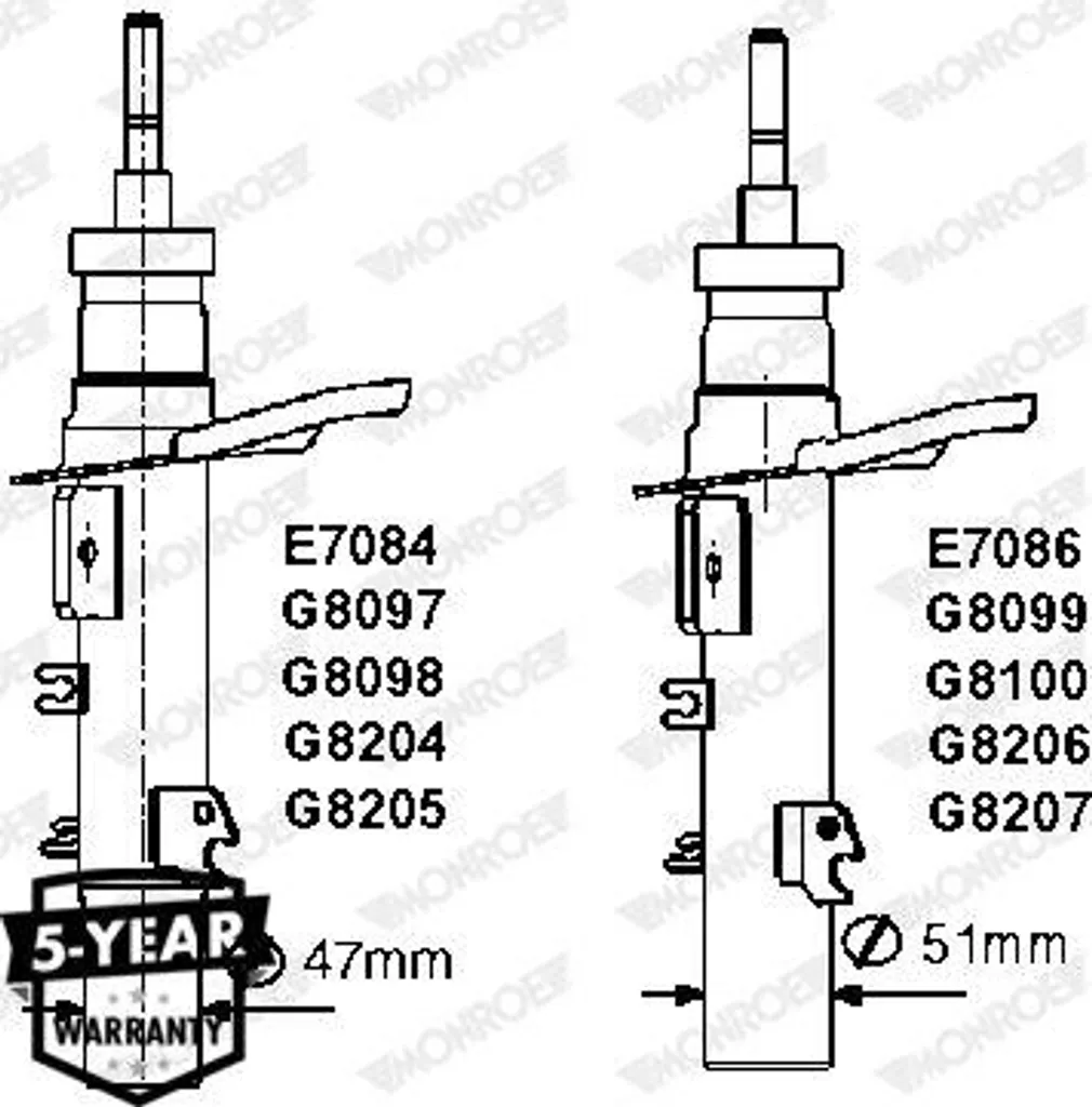 Amortisseur Gaz MONROE G8099 haute performance 5208C5 Peugeot Citroën