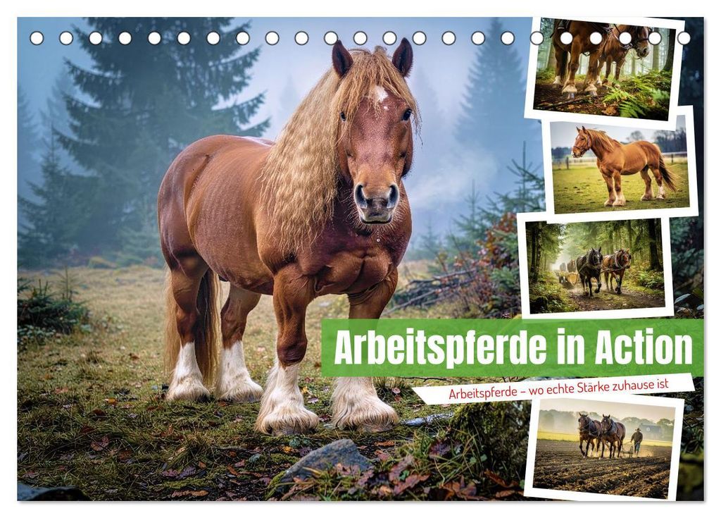 Arbeitspferde in Action (Tischkalender 2027 DIN A5 quer), CALVENDO Monatskalender