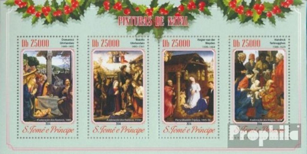 Briefmarken Sao Tome e Principe 2014 Mi 5960-5963 Kleinbogen (kompl. Ausgabe) postfrisch Weihnachten
