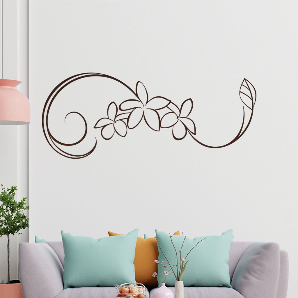 Blumen - Linien Wandtattoo in 6 Größen - Wandaufkleber Wall Sticker - Dekoration, Küche, Wohnzimmer, Schlafzimmer, Badezimmer