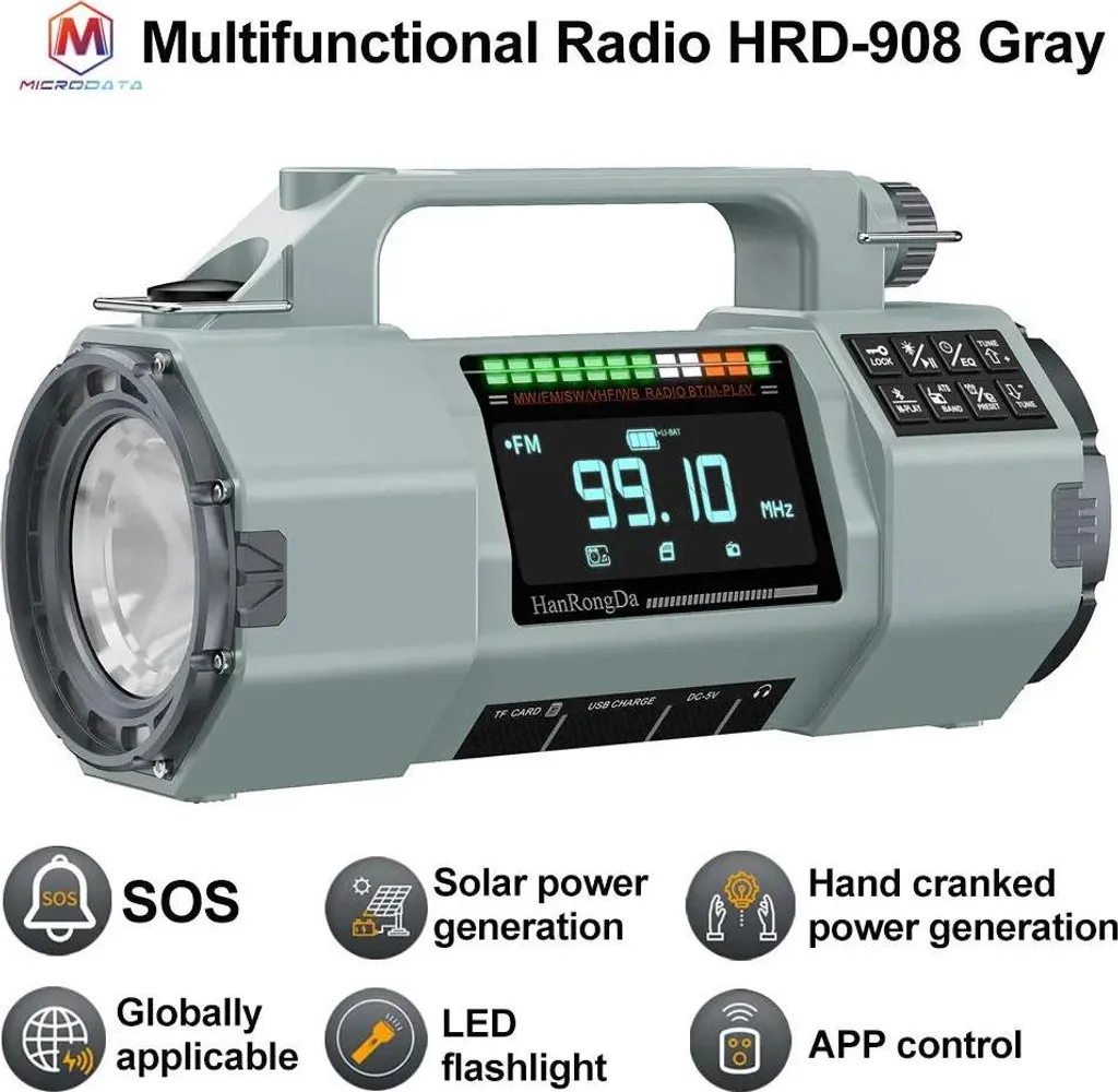 Radio d'urgence compacte HRD-908 pour rester informé sans électricité