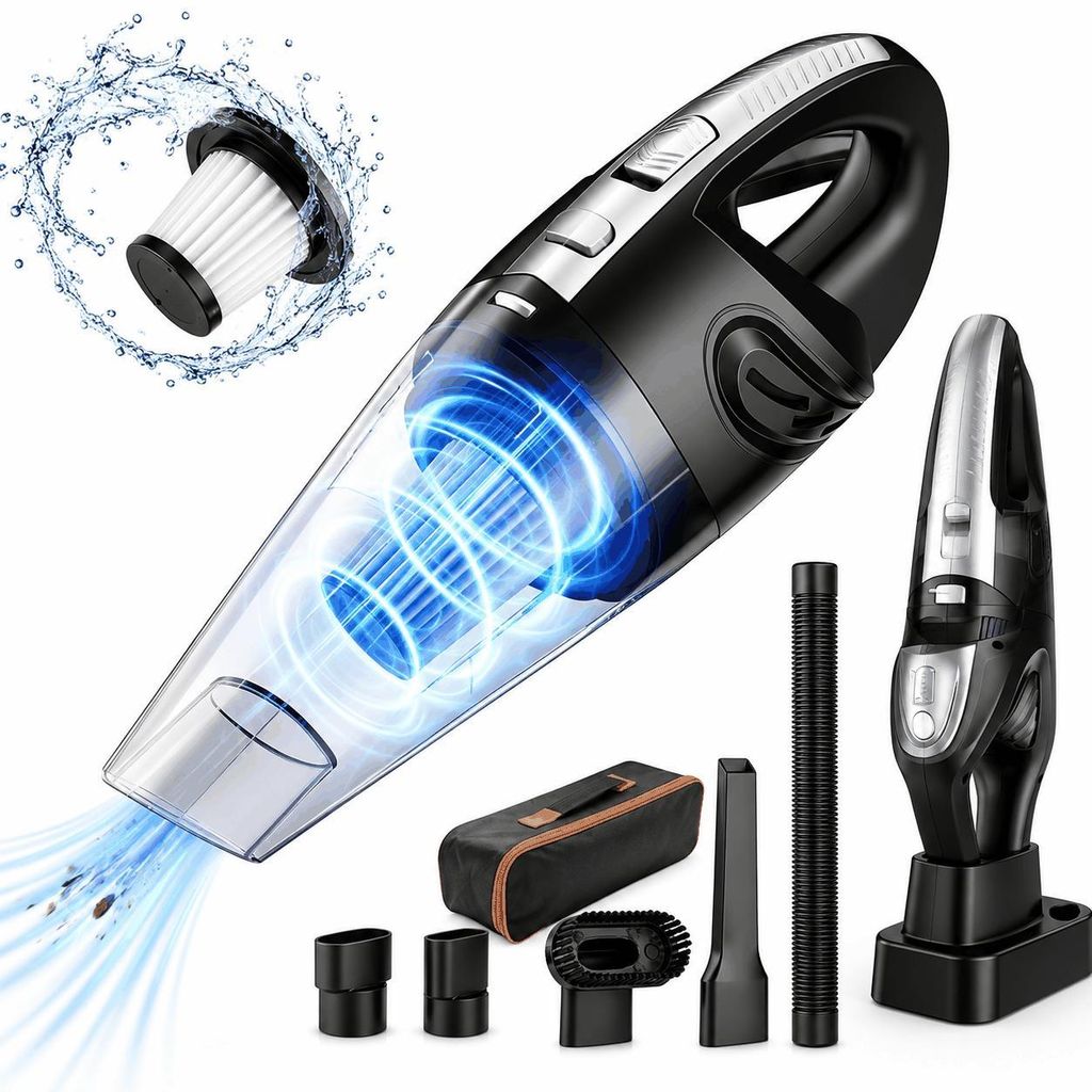 Handstaubsauger, Akku-Handstaubsauger, 5500Pa, 120W kabelloser Autostaubsauger, 2600mAh, Staubsauger, Nass & Trocken, <70 dB, für Tierhaare, Auto,...