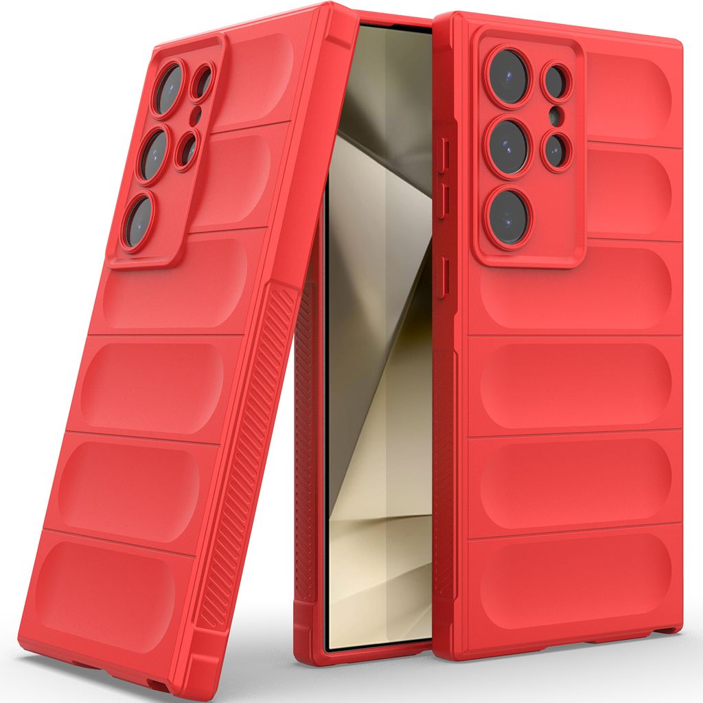 Handyhülle für Samsung Galaxy S25 Ultra Weich TPU Silikon Stossfest Anti-rutsch Hülle Rot