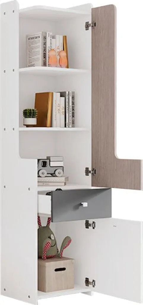 Optimisez le rangement : grande bibliothèque ado avec tiroir blanc et gris
